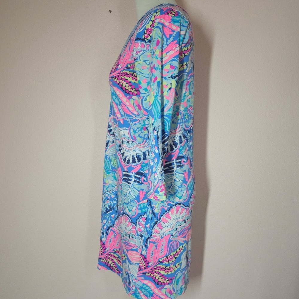Lilly Pulitzer Amina Fantasy Garden Designer Floral Dress Size XS Pima Cotton - Picture 3 of 8